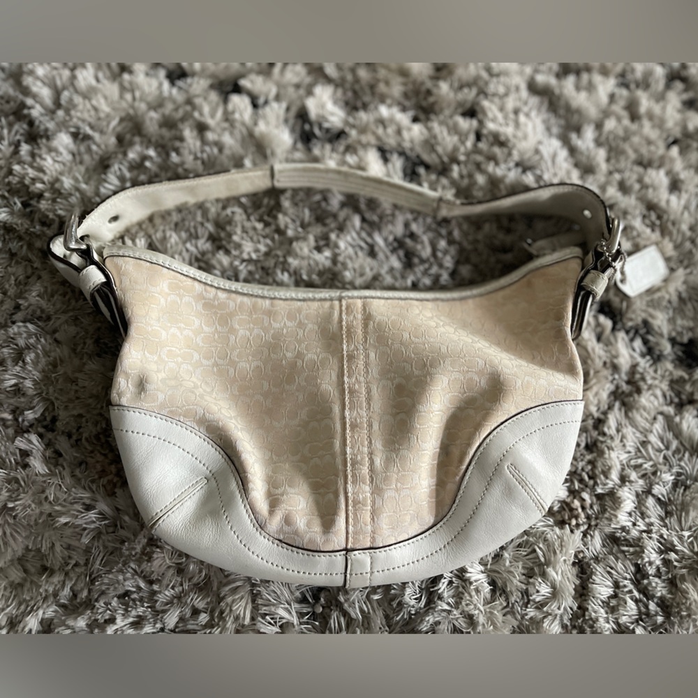 White & Tan Coach hobo bag